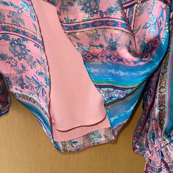 Hale Bob Womens Top Size XS Multicolor Floral Casual Off Shoulder Silk - Picture 8 of 12